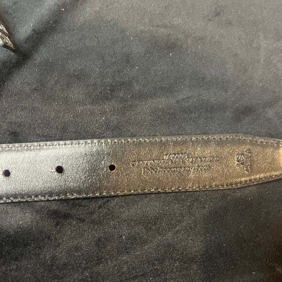 Women's Reversible Red & Black Italian Leather Belt XS Gold Golf Ball Buckle NWT - Picture 3 of 4